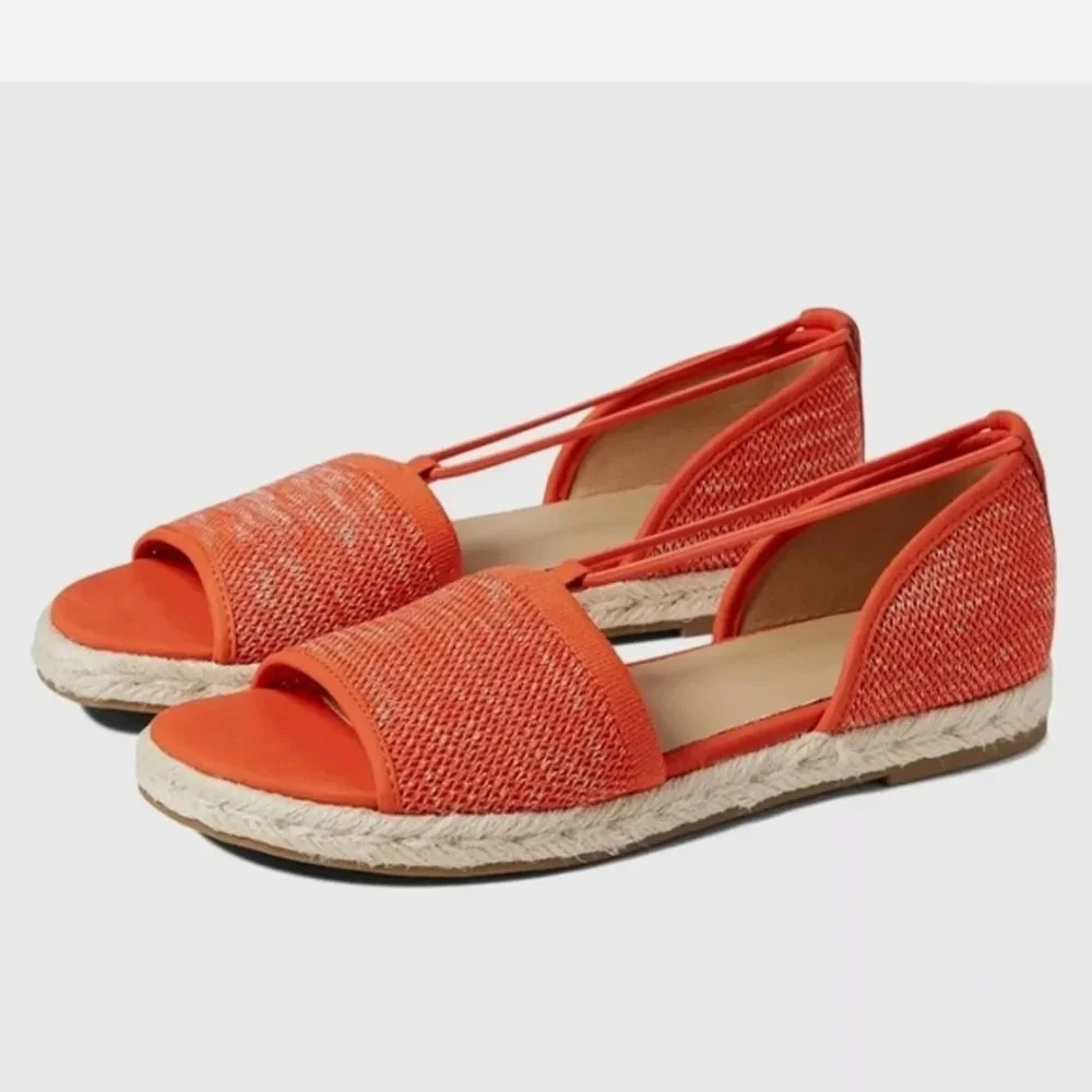 New Eileen Mews MagmaMelange Orange Stretch‎ Espadrille Flat Sandals Size 8.5